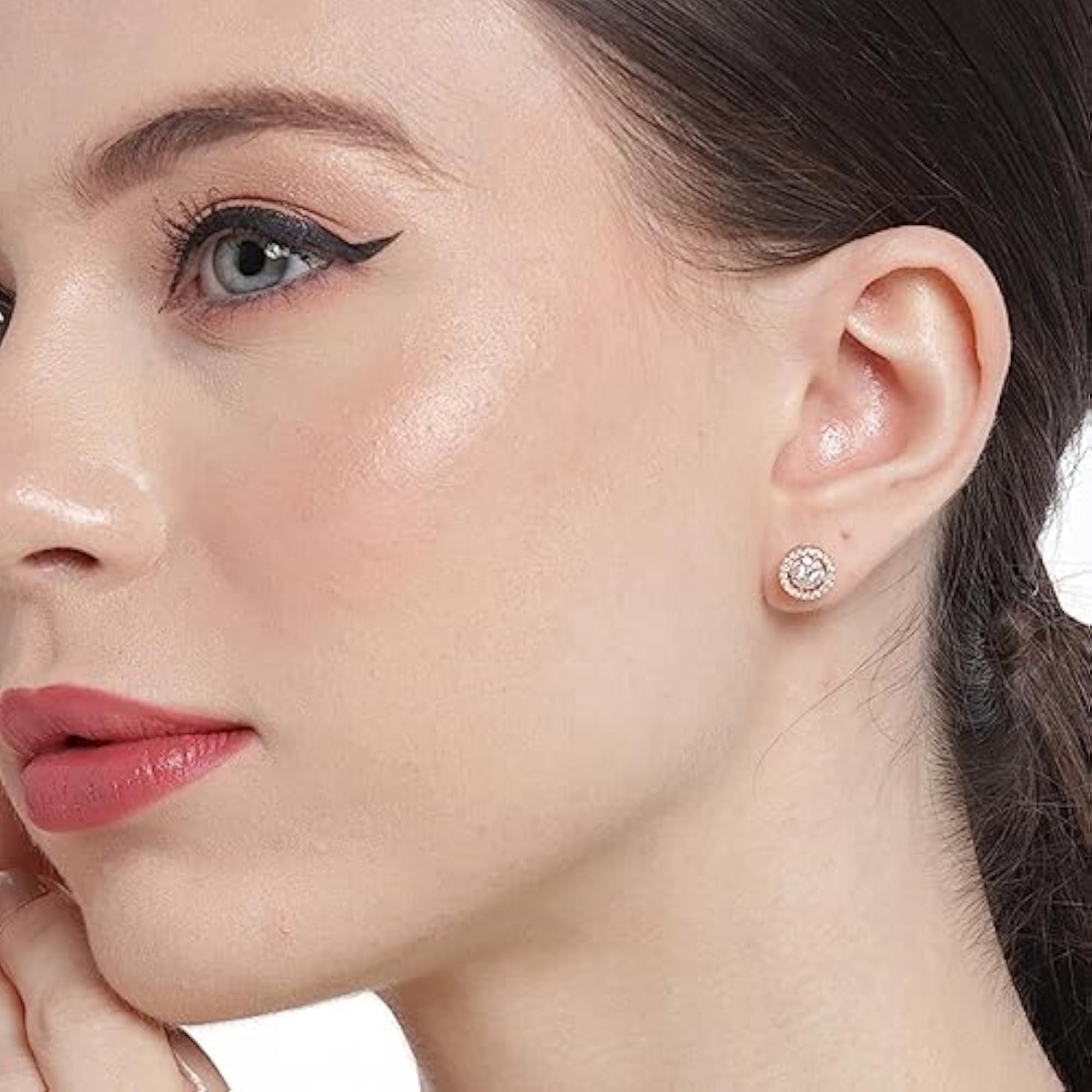925 Silver Floral CZ Rose Stud Earrings